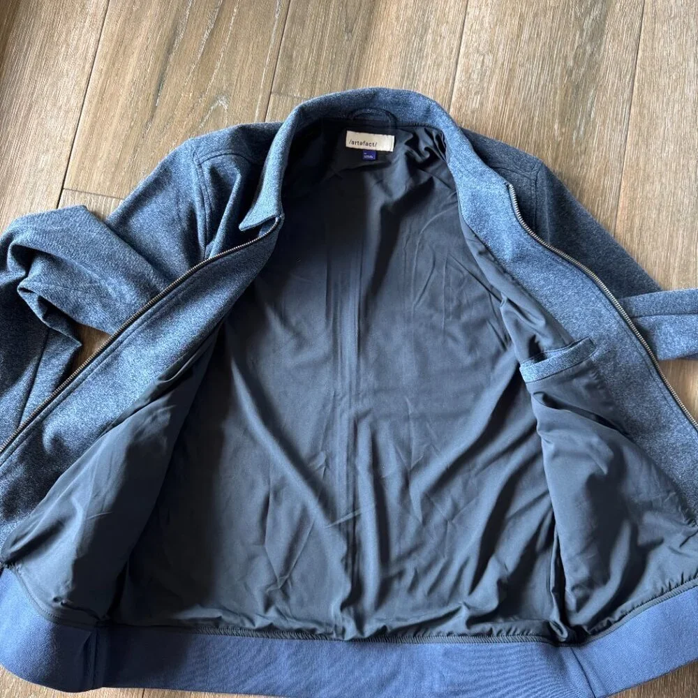 Artefact men's bomber jacket blue tweed lined size medium